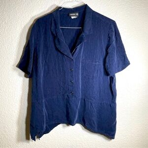 WR II Blouse Raylon Dress Shirt Women’s Vintage Short Sleeve top Size 14